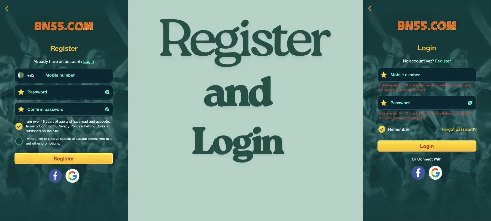 BN55 Game Register and Login