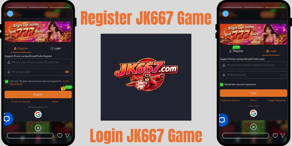 JK667 Game Register and Login